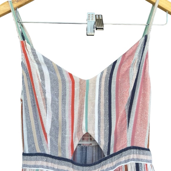 American Eagle Outfitters - Keyhole Front Striped Linen Romper - Women’s Size M - Picture 2 of 12